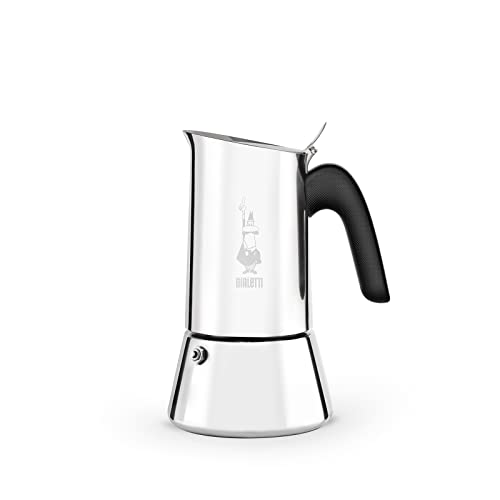 Bialetti - Nouvelle machine à expresso italienne Venus Induction en acier inoxydable, adaptée à tous les types d'assiettes, 4 tasses à café (170 ml), argentée, Argent
