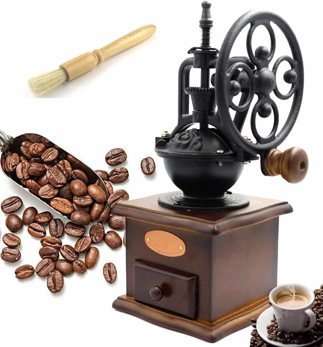 Moulin à café manuel de manivelle de fonte de moulin à café manuel avec les  paramètres de morcellement et le tiroir de prise : : Cuisine et  Maison
